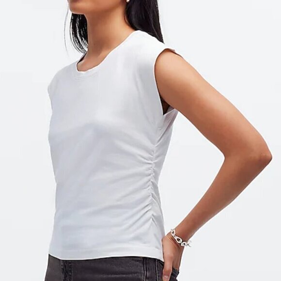 Madewell Side-Cinch Slim Fit Crewneck Muscle Short Sleeve Tee White Size XS - Picture 2 of 7